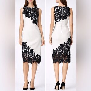 Alice + Olivia Margy Guipure Lace Dress Size 6
Black White Fitted Cocktail Midi